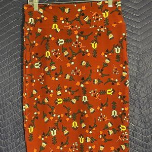 Women's LuLaRoe Midi Fitted Slip-on Floral Skirt